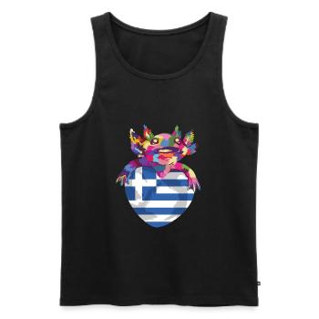 Grèce Drapeau Hellas Athènes Drapeau grec - Débardeur bio Premium Homme - noir - Devant - AI Model Male 178 light (178cm)