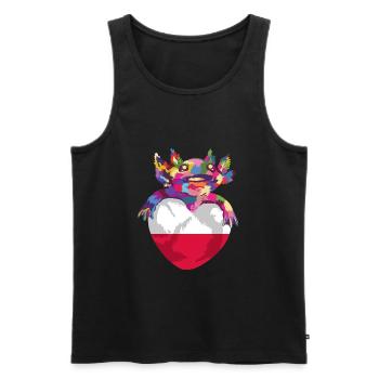 Drapeau de Pologne utilisé Look Polska Drapeau polonais - Débardeur bio Premium Homme - noir - Devant - AI Model Male 178 light (178cm)
