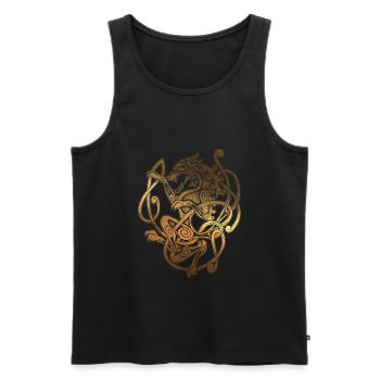 FENRIR - Wolf Odin - Vintage Gold - Nordic Antique - Men's Premium Organic Tank Top - black - Front - AI Model Male 178 light (178cm)