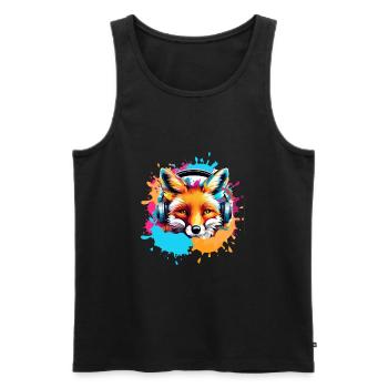 Fuchs,bunt, Malerei,kopfhörer, Graffiti - Männer Premium Bio Tank Top - Schwarz - Vorne - Michal (187cm)
