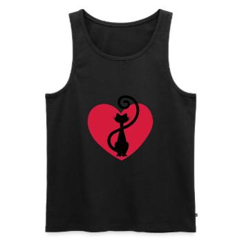 Cat love cat love heart for cats gift idea - Men's Premium Organic Tank Top - black - Front - AI Model Male 178 light (178cm)