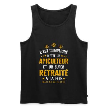 Retraité apiculteur cadeau drôle fête des pères - Débardeur bio Premium Homme - noir - Devant - Michal (187cm)