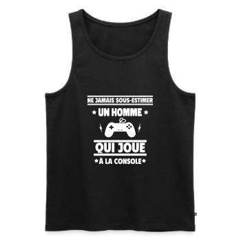 Ne sous-estimez jamais un homme gameur - Débardeur bio Premium Homme - noir - Devant - Michal (187cm)