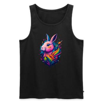 Illustration d’un lapin - Débardeur bio Premium Homme - noir - Devant - AI Model Male 178 light (178cm)