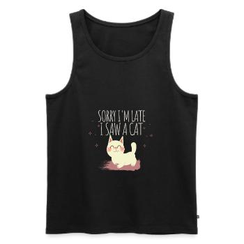 Sorry I'm late I saw a cat - Men's Premium Organic Tank Top - black - Front - Michal (187cm)