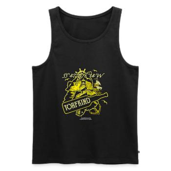 Whisky Torfkind gelb mit Umriss der Insel Islay - Männer Premium Bio Tank Top - Schwarz - Vorne - AI Model Male 178 light (178cm)