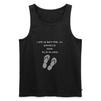 La vie est meilleure en short et tongs sort - Débardeur bio Premium Homme - noir - Devant - Michal (187cm)