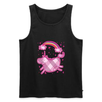 Pummeliges Einhorn Regenbogen Rauten Rosa Geschenk - Männer Premium Bio Tank Top - Schwarz - Vorne - AI Model Male 178 light (178cm)