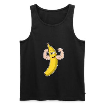Cadeau de biceps de bodybuilding de muscle de force de banane - Débardeur bio Premium Homme - noir - Devant - Michal (187cm)