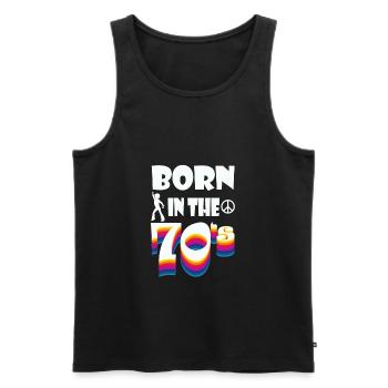 70er Hippie Peace Geburtstagsshirt Geschenkidee - Männer Premium Bio Tank Top - Schwarz - Vorne - Michal (187cm)