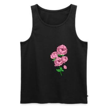 Peonies Flower Rose Spring Gift Idea - Men's Premium Organic Tank Top - black - Front - AI Model Male 178 light (178cm)