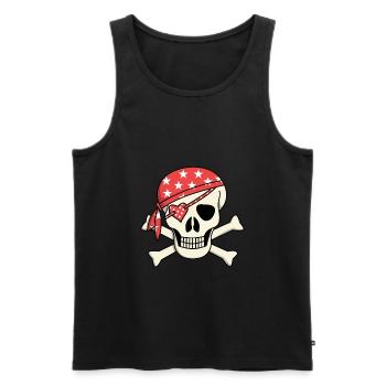 Pirate skull girly eye patch gift idea - Men's Premium Organic Tank Top - black - Front - AI Model Male 178 light (178cm)