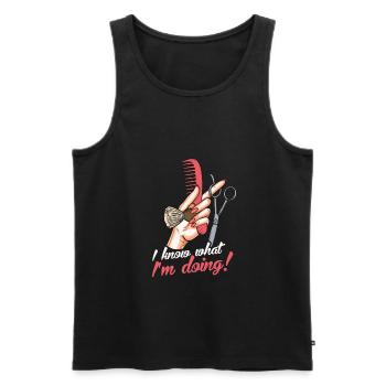 Friseur Frisöse Schere Pinsel Kamm Geschenk - Männer Premium Bio Tank Top - Schwarz - Vorne - Michal (187cm)