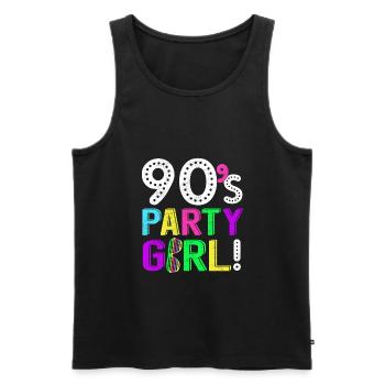 Années 90, musique Partygirl Disco Neon Gift - Débardeur bio Premium Homme - noir - Devant - Michal (187cm)