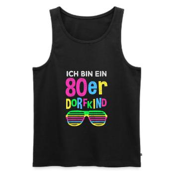 80er Jahre Dorfkind Mode lustiger Spruch Geschenk - Männer Premium Bio Tank Top - Schwarz - Vorne - AI Model Male 178 light (178cm)
