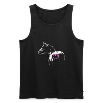 cheval amour de cheval amour rose coeur cadeau - Débardeur bio Premium Homme - noir - Devant - Michal (187cm)