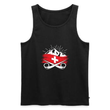 Schweiz Schweizer Alpen Wandern Alphorn Geschenk - Männer Premium Bio Tank Top - Schwarz - Vorne - AI Model Male 178 light (178cm)