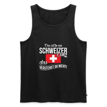 Lustiger Schweizer Spruch Schweiz Fahne Geschenk - Männer Premium Bio Tank Top - Schwarz - Vorne - Michal (187cm)