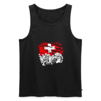 Switzerland Swiss Military Helvetia Gift - Men's Premium Organic Tank Top - black - Front - Michal (187cm)