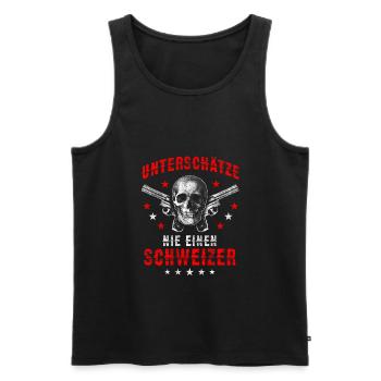 Schweizer lustiger Spruch Totenkopf Geschenk - Männer Premium Bio Tank Top - Schwarz - Vorne - Michal (187cm)