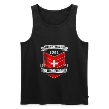1291 Schweiz Flagge Vaterland Ehre Stolz Geschenk - Männer Premium Bio Tank Top - Schwarz - Vorne - AI Model Male 178 light (178cm)