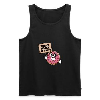 Donut worry be happy - Men's Premium Organic Tank Top - black - Front - AI Model Male 178 light (178cm)