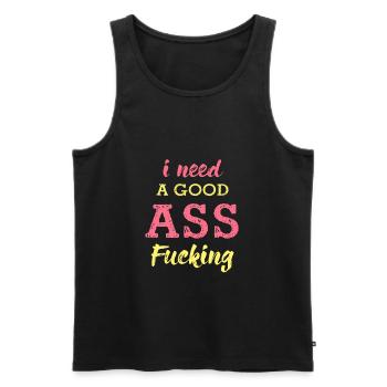 Le sexe anal dit des paroles de chemise drôles - Débardeur bio Premium Homme - noir - Devant - AI Model Male 178 light (178cm)