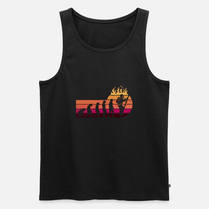 Evolution Feuerwehr Retro Feuerwehrmann Beruf - Männer Premium Bio Tank Top - Schwarz