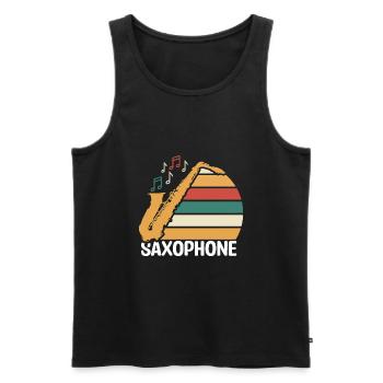 Saxophone Jazz - Débardeur bio Premium Homme - noir - Devant - AI Model Male 178 light (178cm)