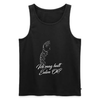 Ich mag halt Eulen Spruch Nachtvogel - Männer Premium Bio Tank Top - Schwarz - Vorne - Michal (187cm)