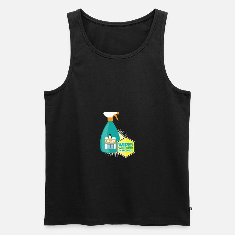 Funny Linux Penguin Tux Cleaner Gift Computer - Débardeur bio Premium Homme - noir