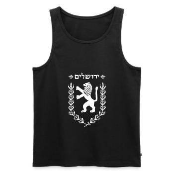 Lion of Jewish Pride Judah Israel Flag - Men's Premium Organic Tank Top - black - Front - Michal (187cm)