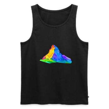 Cervin, montagne, triangles colorés, Triangles, Alpes - Débardeur bio Premium Homme - noir - Devant - Michal (187cm)