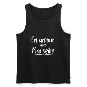 En amour avec marseille - Débardeur bio Premium Homme - noir - Devant - Michal (187cm)