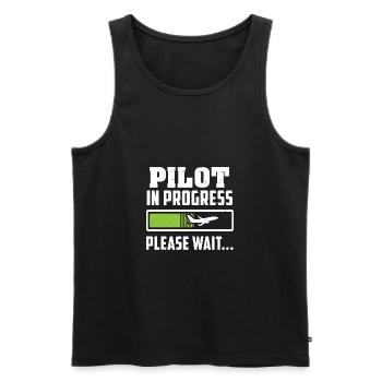 Zukünftiger Pilot - Lädt - Bitte warten - Geschenk - Männer Premium Bio Tank Top - Schwarz - Vorne - AI Model Male 178 light (178cm)