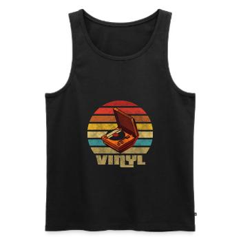 Vinyl Vintage Retro Musik Box Schallplatte Platte - Männer Premium Bio Tank Top - Schwarz - Vorne - Michal (187cm)