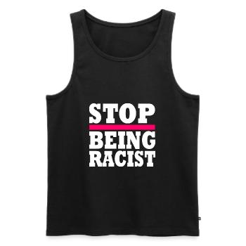 Stop being racist - Débardeur bio Premium Homme - noir - Devant - AI Model Male 178 light (178cm)
