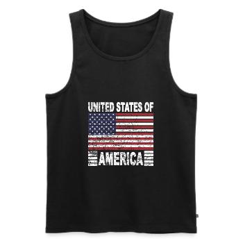 USA flag Amérique - Débardeur bio Premium Homme - noir - Devant - Michal (187cm)