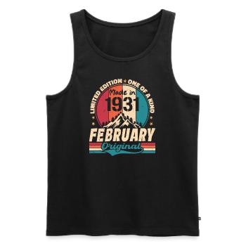 Cadeau 93e Anniversaire Vintage Né En Février 1931 - Débardeur bio Premium Homme - noir - Devant - Michal (187cm)