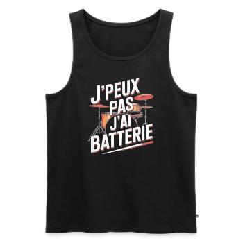 J'peux pas j'ai batterie - Débardeur bio Premium Homme - noir - Devant - Michal (187cm)