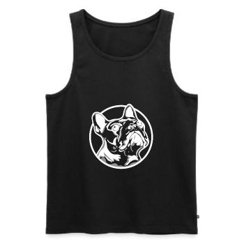 Bulldog français - Débardeur bio Premium Homme - noir - Devant - Michal (187cm)