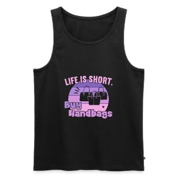 Life is short buy Handbags / Shopping Handbag - Men's Premium Organic Tank Top - black - Front - AI Model Male 178 light (178cm)
