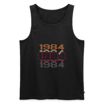 1984 anniversaire meilleure soirée disco rétro - Débardeur bio Premium Homme - noir - Devant - AI Model Male 178 light (178cm)