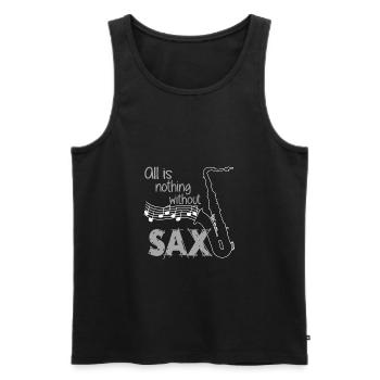I love Sax | Ich liebe Saxofon - Männer Premium Bio Tank Top - Schwarz - Vorne - AI Model Male 178 light (178cm)