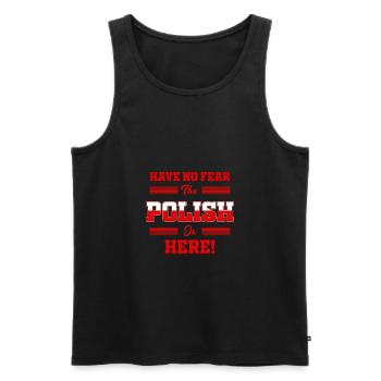 T-shirt Pologne / Idée cadeau / Homme / Femme - Débardeur bio Premium Homme - noir - Devant - Michal (187cm)