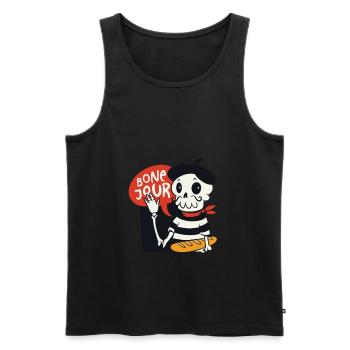 French Skeleton Cartoon With Bone Jour Saying - Men's Premium Organic Tank Top - black - Front - Michal (187cm)