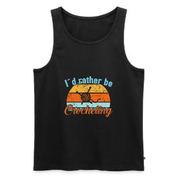 I ́d rather be Crocheting - Crochet - Men's Premium Organic Tank Top - black - Front - AI Model Male 178 light (178cm)