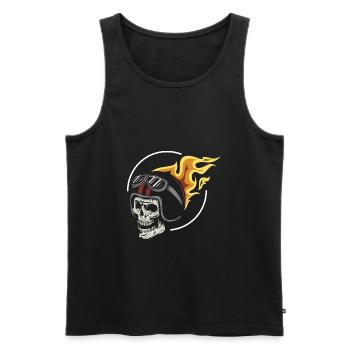 Rocker - Ghost - Fire - Skull - Biker - Men's Premium Organic Tank Top - black - Front - Michal (187cm)