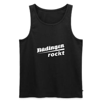 Büdingen rockt - Textdesign mit Stadtnamen - Männer Premium Bio Tank Top - Schwarz - Vorne - Michal (187cm)