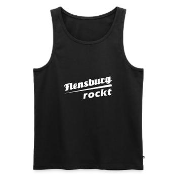 Flensburg rockt - Textdesign mit Stadtnamen - Männer Premium Bio Tank Top - Schwarz - Vorne - Michal (187cm)